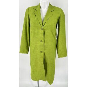 Selene Sport Ladies Green Long Collared Overcoat Size 14,  3 Botton Close